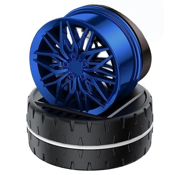 Rotation Air Freshener-Racing Car Wheels Design, Solar Powered Perfume Tablet (Blue)