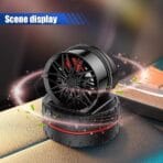 Rotation Air Freshener-Racing Car Wheels Design, Solar Powered Perfume Tablet (Blue)