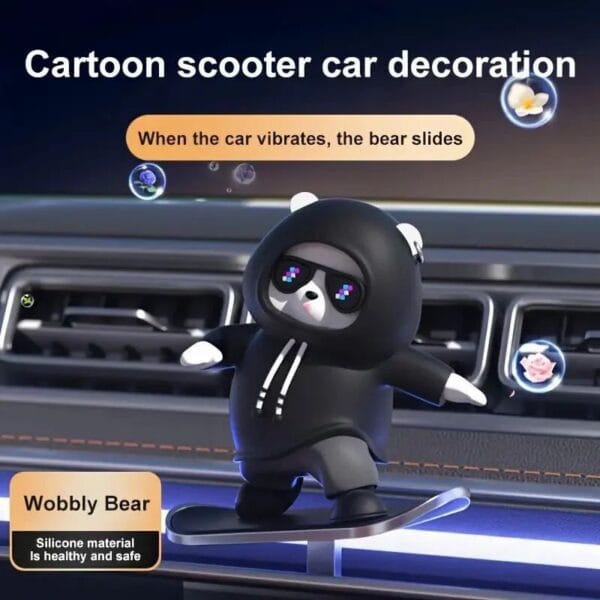 Funny Skateboarding Bear Car Ornament – Cool Dashboard Decor for Cars & Trucks 🚗🐻