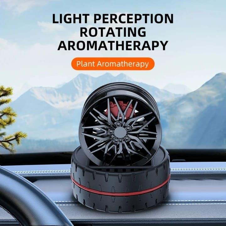 Rotation Air Freshener-Racing Car Wheels Design, Solar Powered Perfume Tablet (Blue)